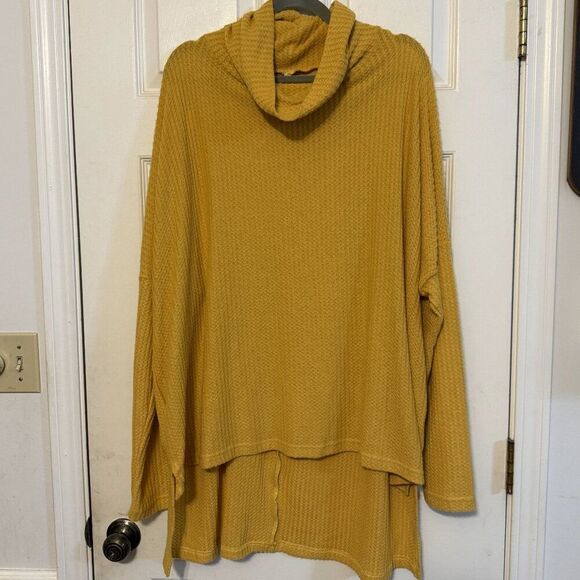 Honeycomb Gold Turtleneck Sweater – NWT, Size 3X, Plus Size Cozy Knit - Picture 1 of 4